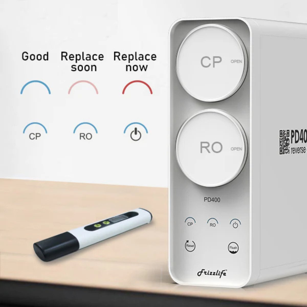 Frizzlife PD400 Tankless Reverse Osmosis System - Filter Life Monitor and TDS Meter