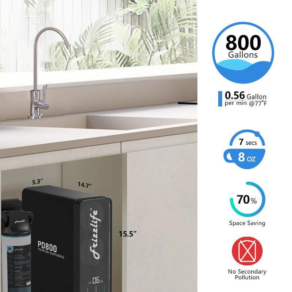 Frizzlife PD800 Tankless Reverse Osmosis System 800 GPD - 800 Gallons of water