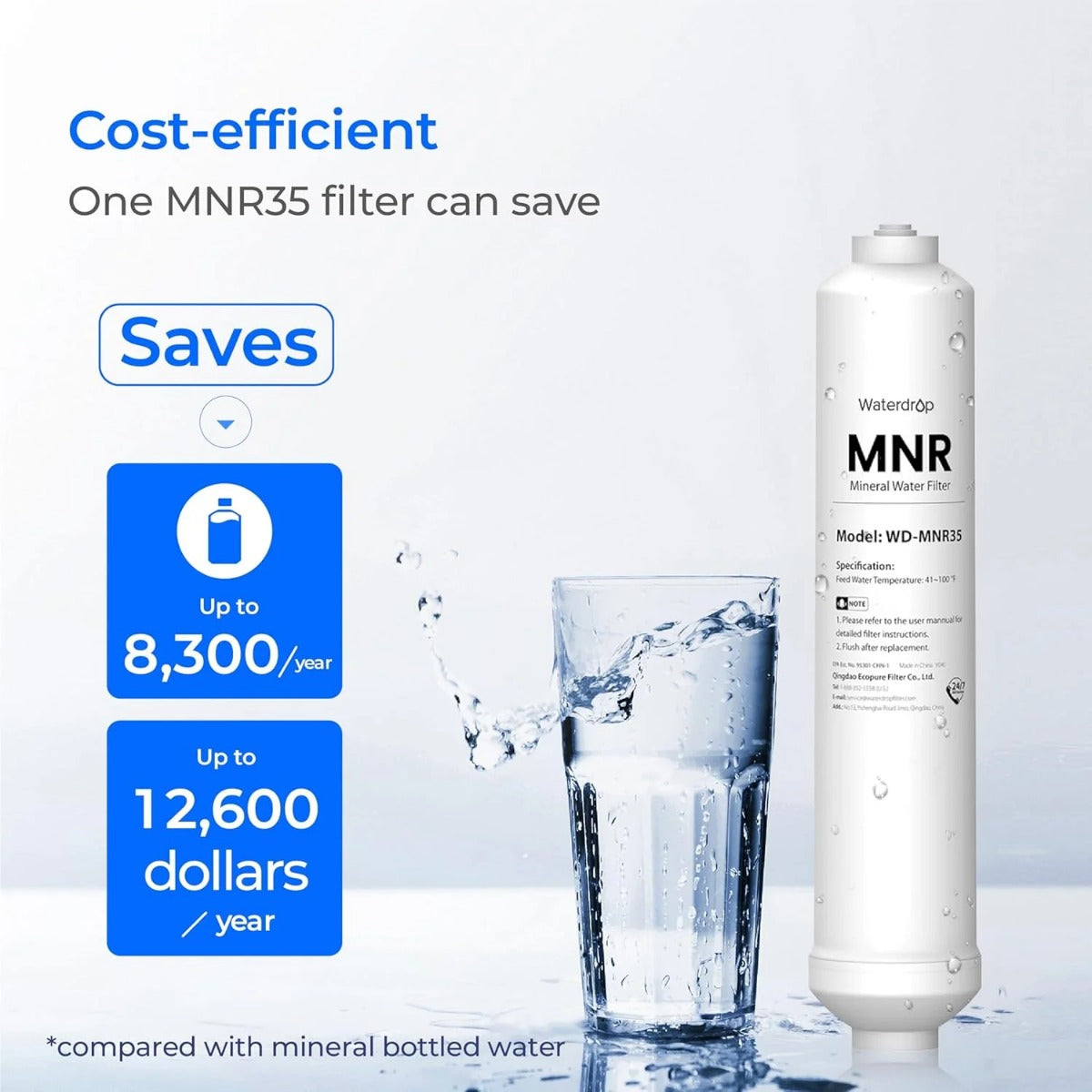 Waterdrop Remineralization Filter for All Series Reverse Osmosis Systems - Cost Efficient