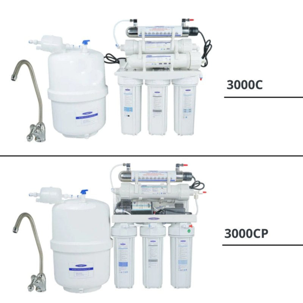 13 Stage Reverse Osmosis System Under Sink Water Filter 3000C & 3000CP - Both RO System Shown