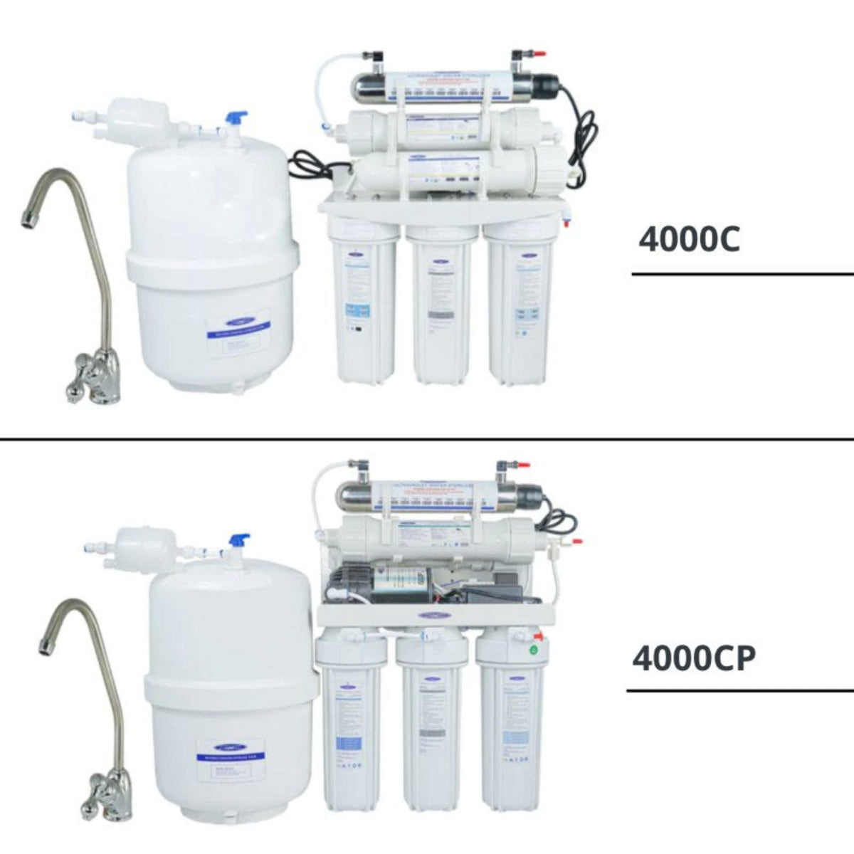 14 Stage Reverse Osmosis System Under Sink Water Filter 4000C & 4000CP - Both RO System Shown
