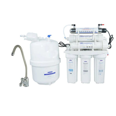 14 Stage Reverse Osmosis System Under Sink Water Filter – 4000C with Faucet Front View Studio Image