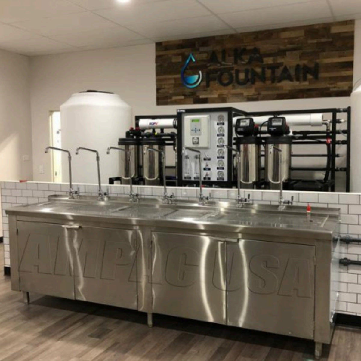 Ampac 1500 GPD Commercial Turnkey Reverse Osmosis System with stainless steel bottle filling station