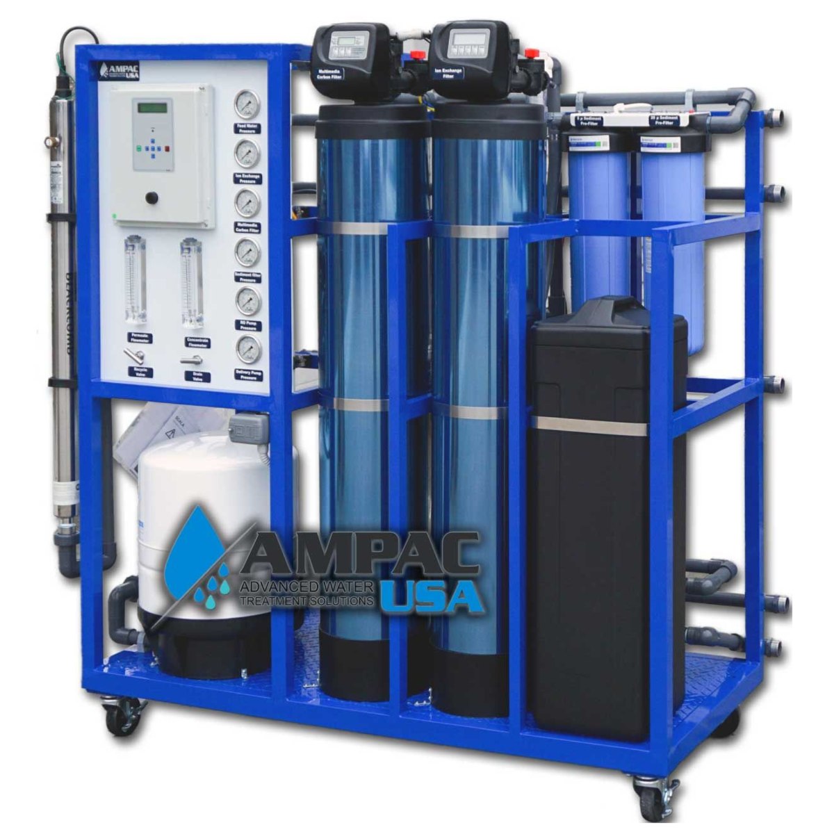 Ampac 3000 GPD Commercial Turnkey Reverse Osmosis System - Studio Image - Front View