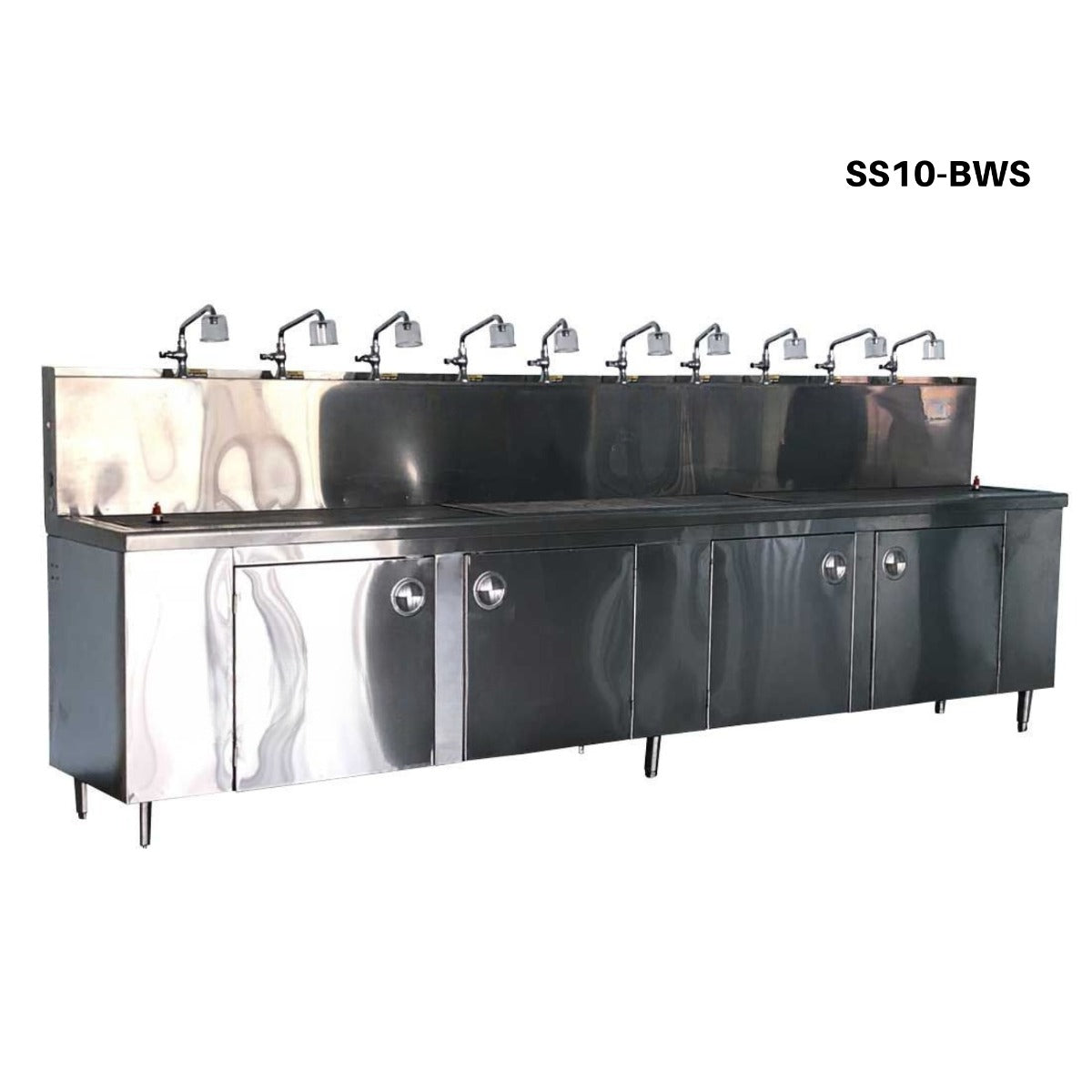 Ampac SS10-BWS Water Store Bottle Filling Station with 10 Faucets - Studio Image - Front Left View