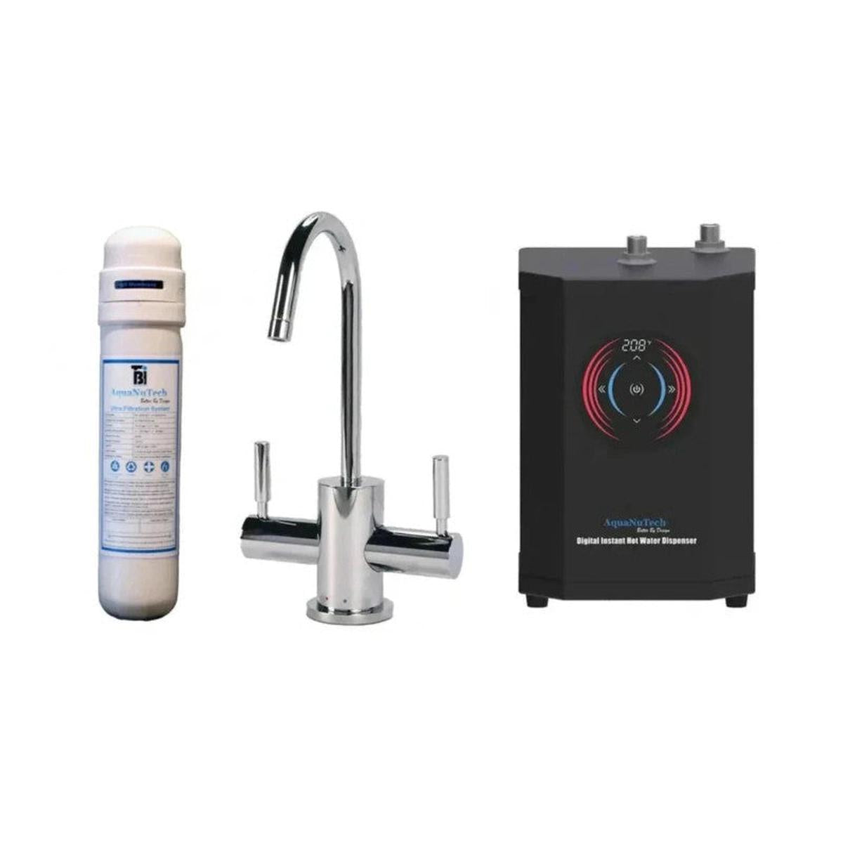 AquaNuTech Digital Instant Hot & Cold Water Dispenser Contemporary C-Spout Chrome