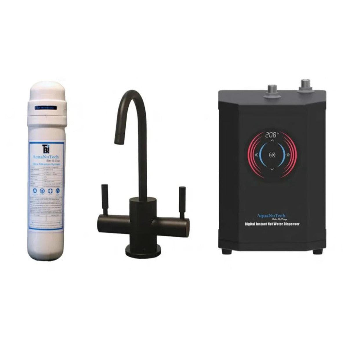 AquaNuTech Digital Instant Hot & Cold Water Dispenser Contemporary C-Spout Matte Black