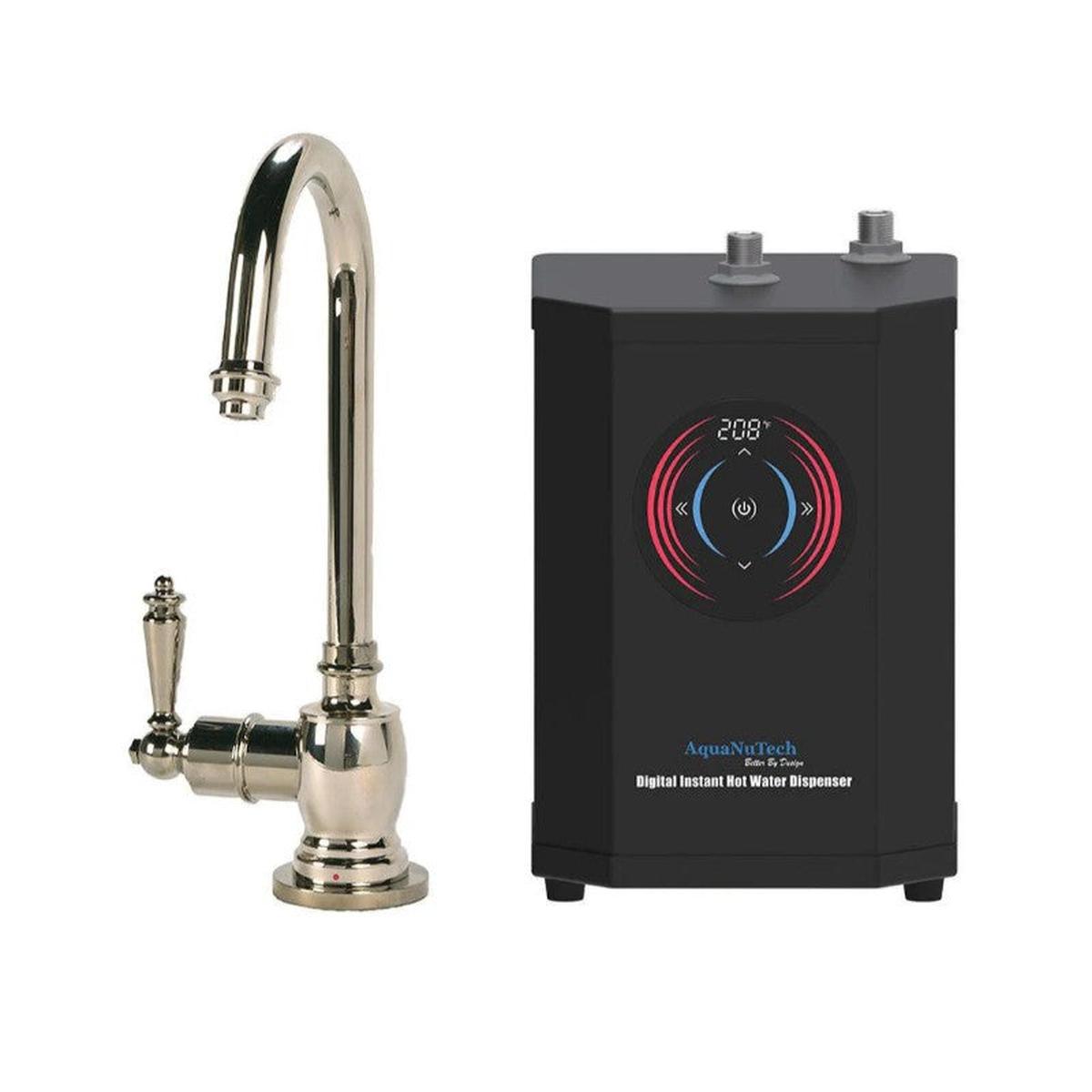 AquaNuTech Digital Instant Hot & Cold Water Dispenser Traditional C-Spout Polished Nickel