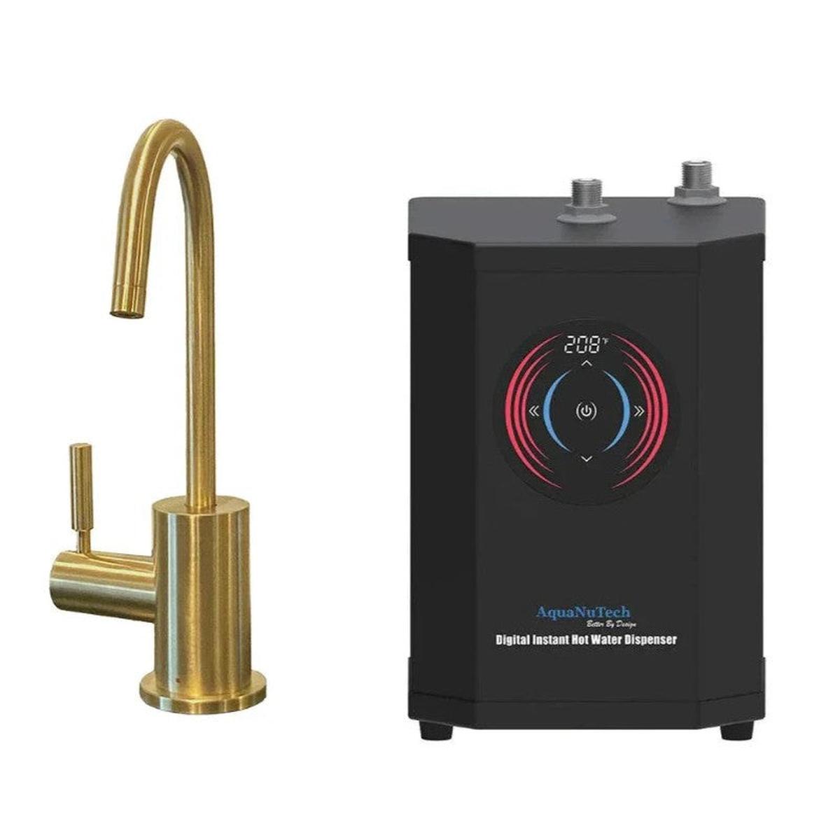 AquaNuTech Digital Instant Hot Water Dispenser Contemporary C-Spout Brushed Gold