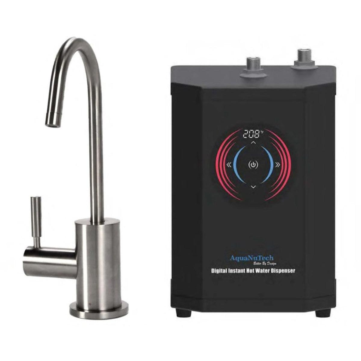 AquaNuTech Digital Instant Hot Water Dispenser Contemporary C-Spout Brushed Nickel