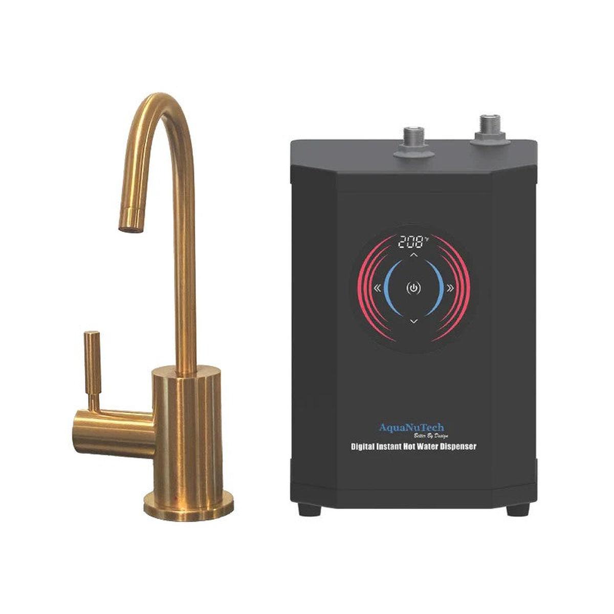 AquaNuTech Digital Instant Hot Water Dispenser Contemporary C-Spout Champangne Bronze