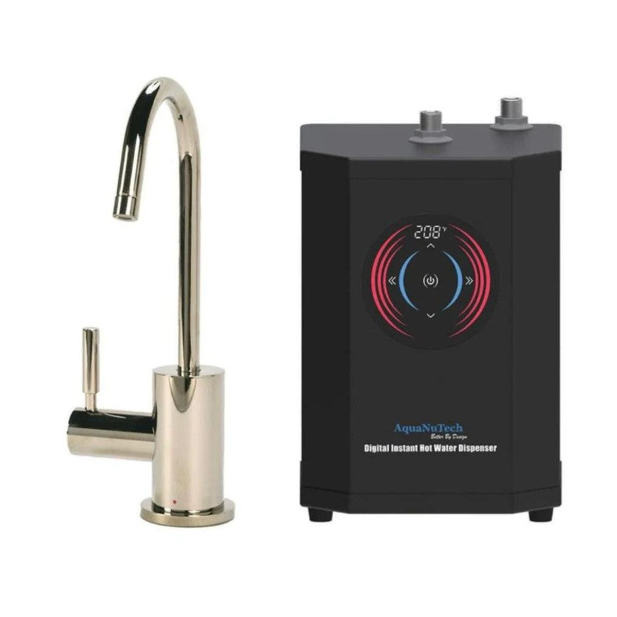 AquaNuTech Digital Instant Hot Water Dispenser Contemporary C-Spout Polished Nickel