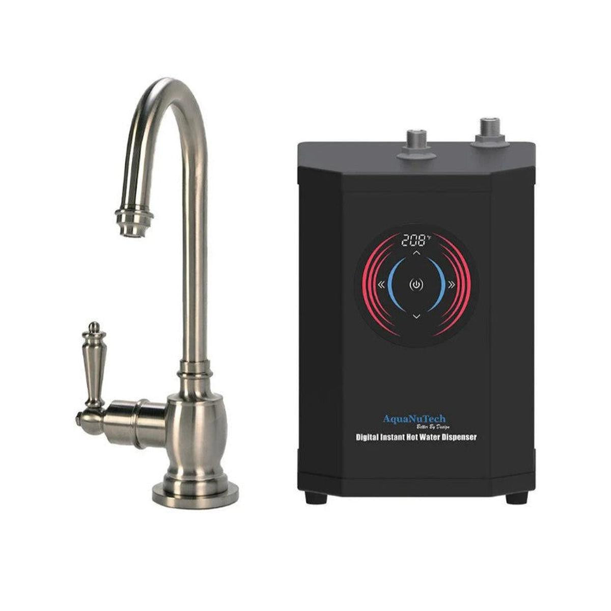 AquaNuTech Digital Instant Hot Water Dispenser Traditional C-Spout Brushed Nickel