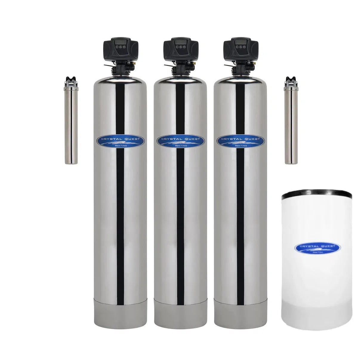 Crystal Quest Acid Neutralizing Whole House Water Filter Three Stainless Steel