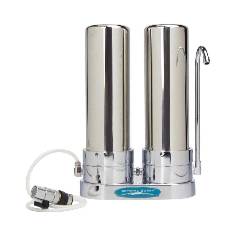 Crystal Quest Alkaline Countertop Water Filter System Double Stainless Steel