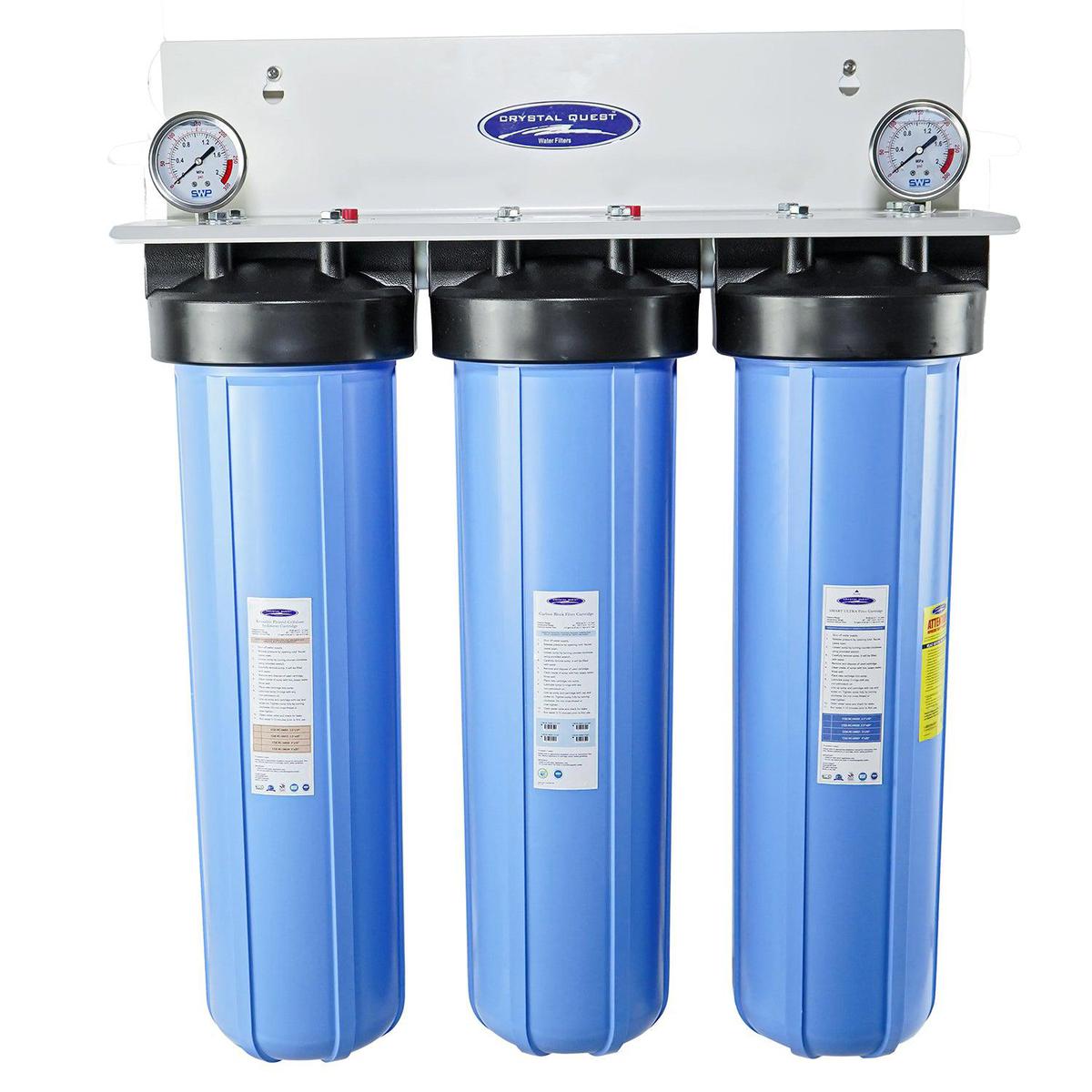 Crystal Quest Big Blue Whole House Water Filter Metal Removal Triple