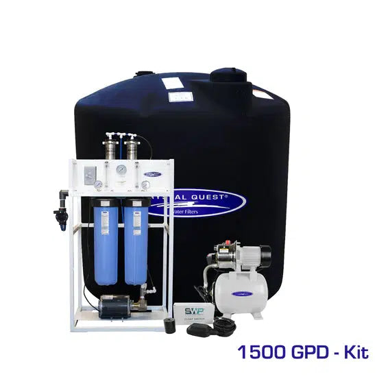 Crystal Quest Commercial Mid-Flow Reverse Osmosis System 1500 GPD Storage Tank 220 Gal RO