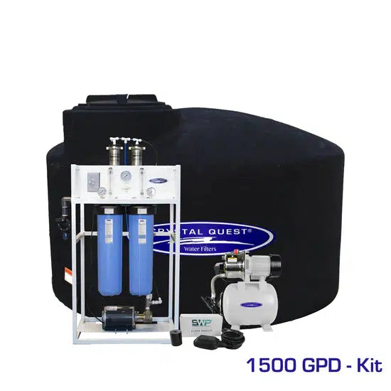 Crystal Quest Commercial Mid-Flow Reverse Osmosis System 1500 GPD Storage Tank 550 Gal RO