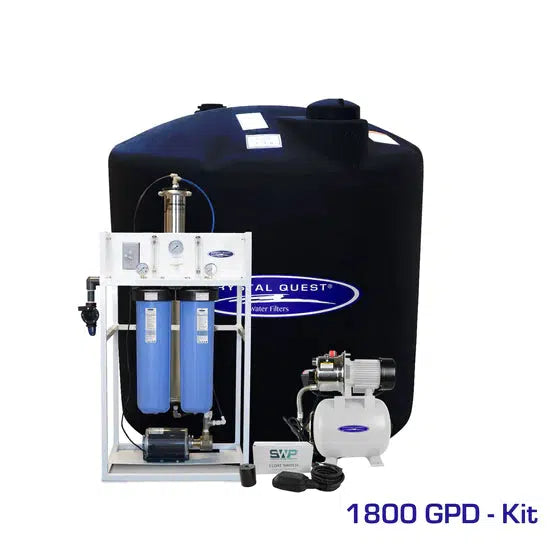 Crystal Quest Commercial Mid-Flow Reverse Osmosis System 1800 GPD Add Storage Tank 220 Gal