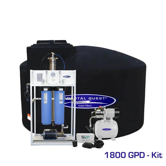 Crystal Quest Commercial Mid-Flow Reverse Osmosis System 1800 GPD Add Storage Tank 550 Gal