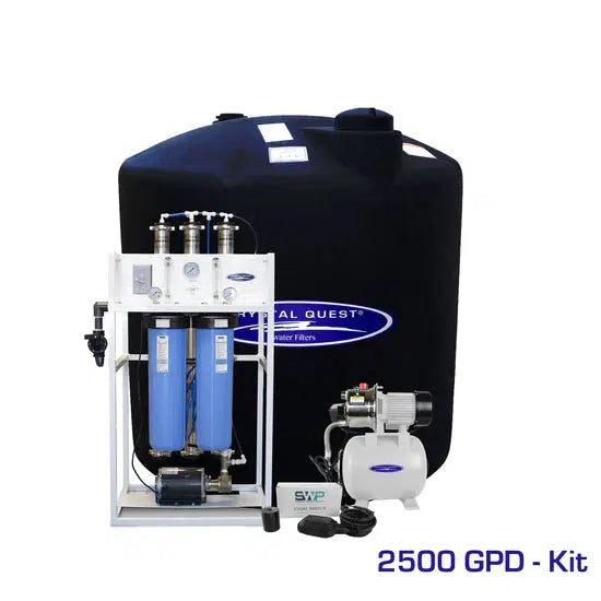 Crystal Quest Commercial Mid-Flow Reverse Osmosis System 2500 GPD Add Storage Tank 220 Gal