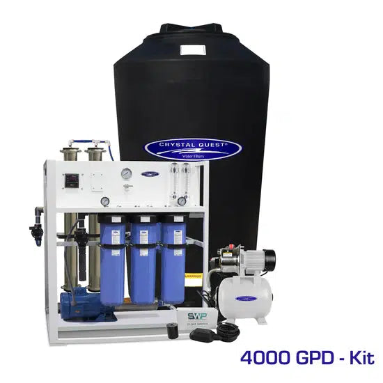 Crystal Quest Commercial Mid-Flow Reverse Osmosis System 4000 GPD Add Storage Tank 165 Gal