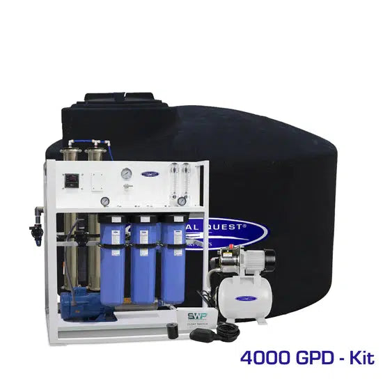 Crystal Quest Commercial Mid-Flow Reverse Osmosis System 4000 GPD Add Storage Tank 550 Gal