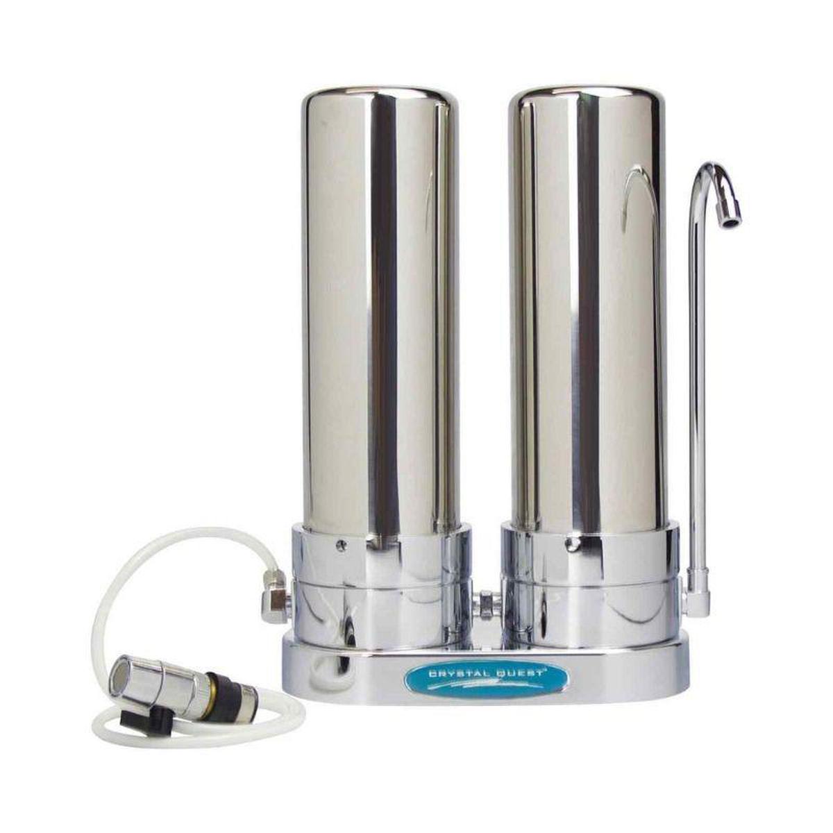 Crystal Quest Fluoride Countertop Water Filter System Double Stainless Steel