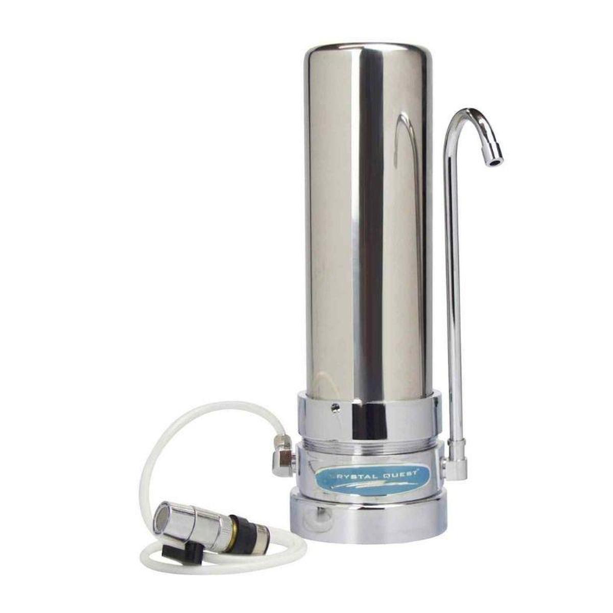 Crystal Quest Fluoride Countertop Water Filter System Single Stainless Steel