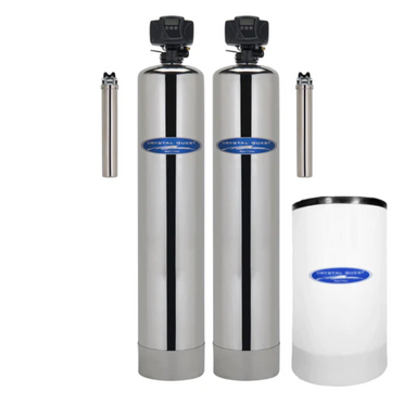 Crystal Quest Fluoride Whole House Water Filter Double Stainless Steel with Softener
