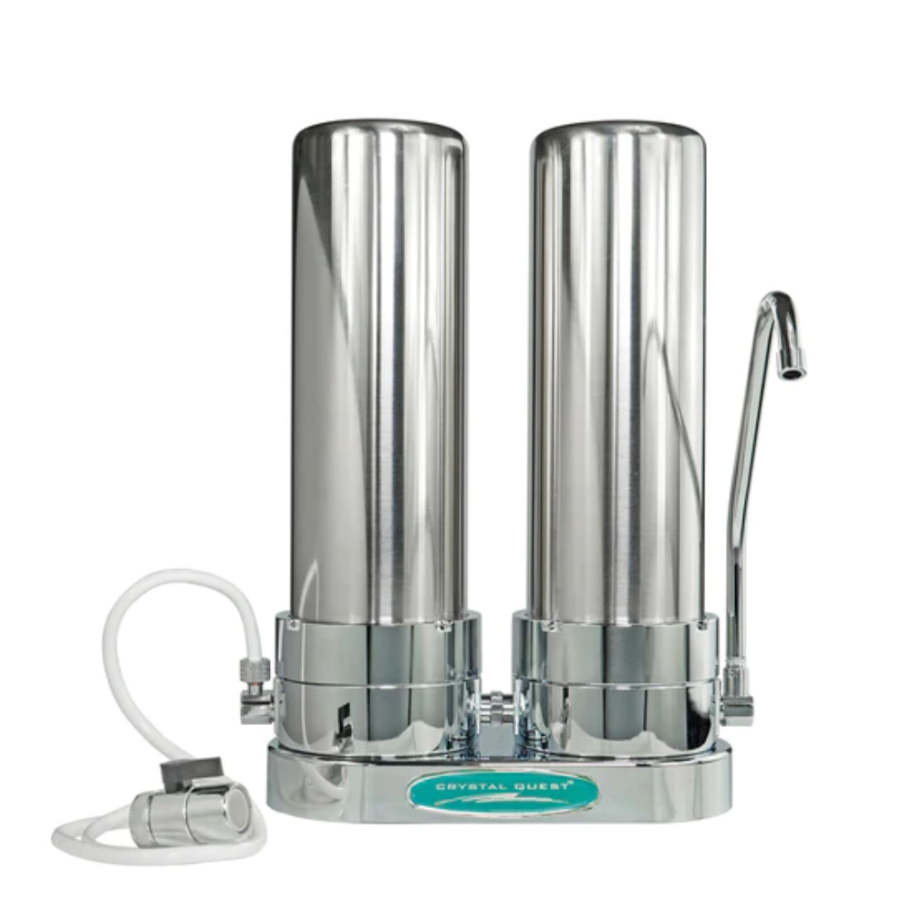 Crystal Quest SMART Countertop Water Filter System Stainless Steel Double