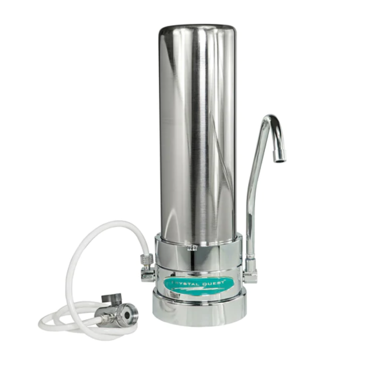 Crystal Quest SMART Countertop Water Filter System Stainless Steel Single