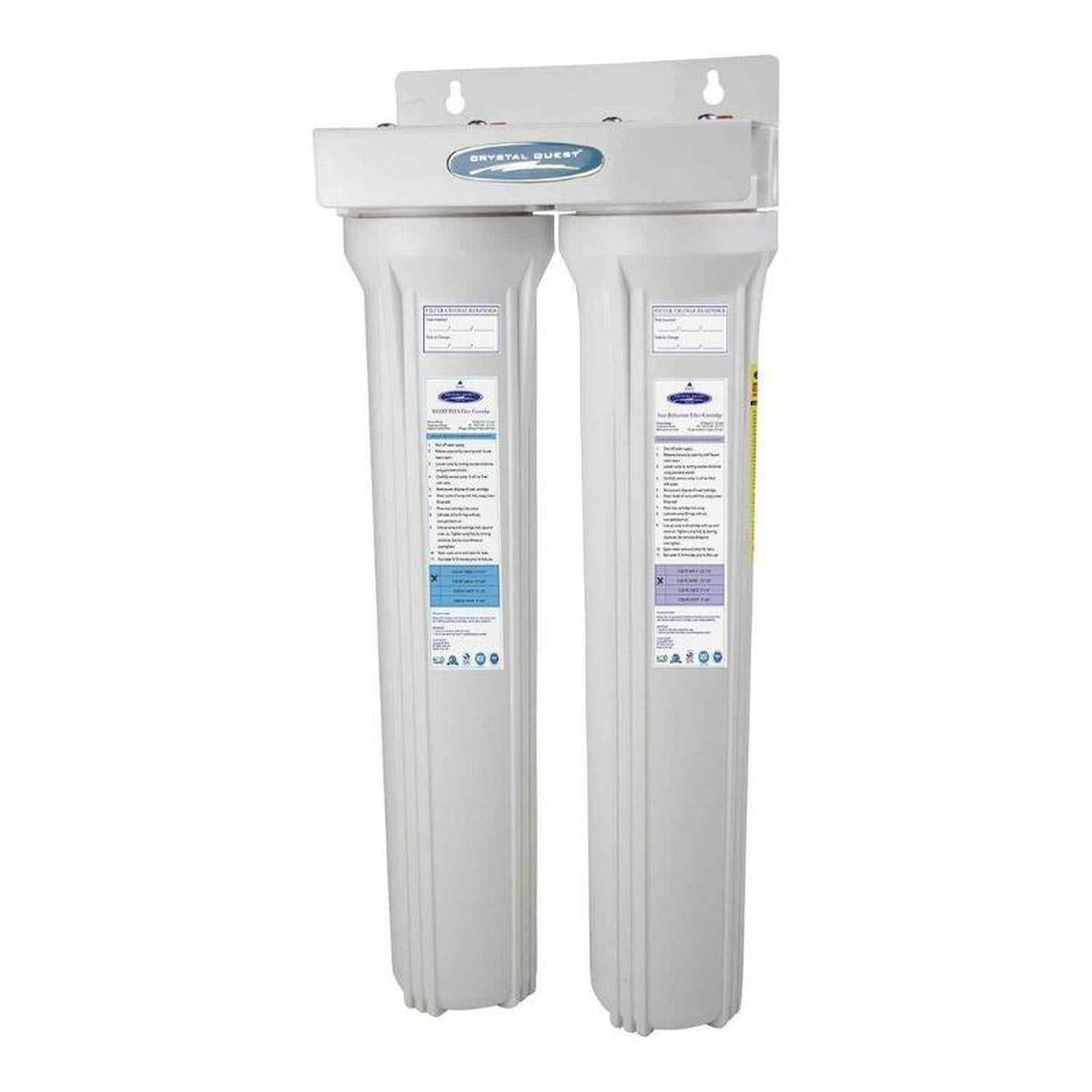 Crystal Quest WS Slimline Whole House Water Filter | Iron, Manganese, Sulfide Removal (2-4 GPM | 1-2 people) Double