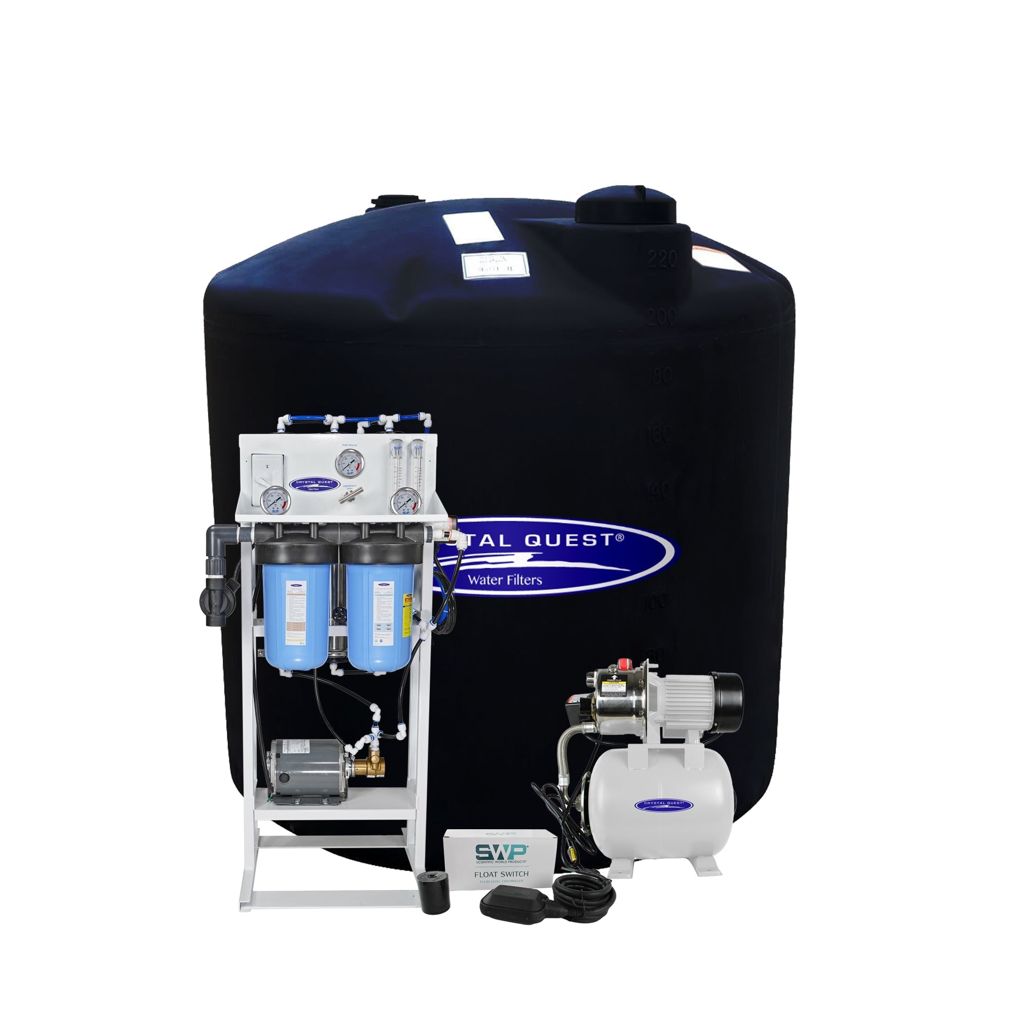 Crystal Quest Whole House Reverse Osmosis System 1000 GPD RO Pump and 220 Gallon Storage Tank
