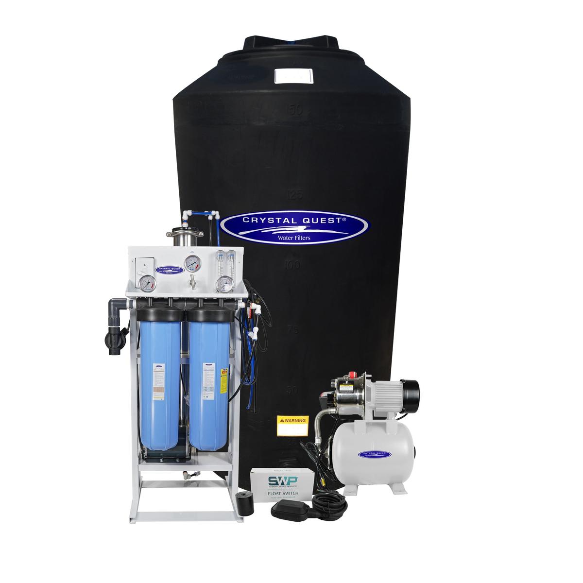 Crystal Quest Whole House Reverse Osmosis System 1800 GPD RO Pump and 165 Gallon Storage Tank