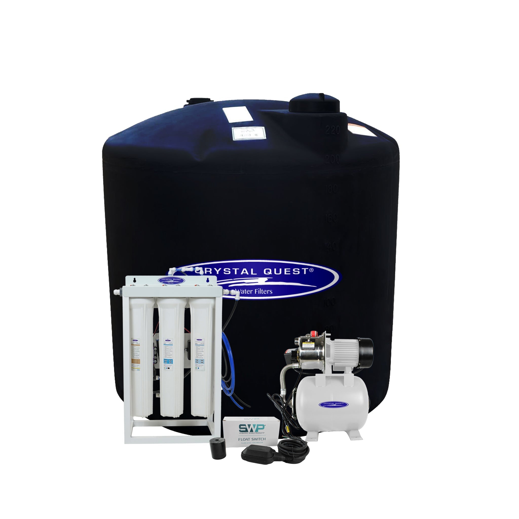 Crystal Quest Whole House Reverse Osmosis System 300 GPD RO Pump and 220 Gallon Storage Tank