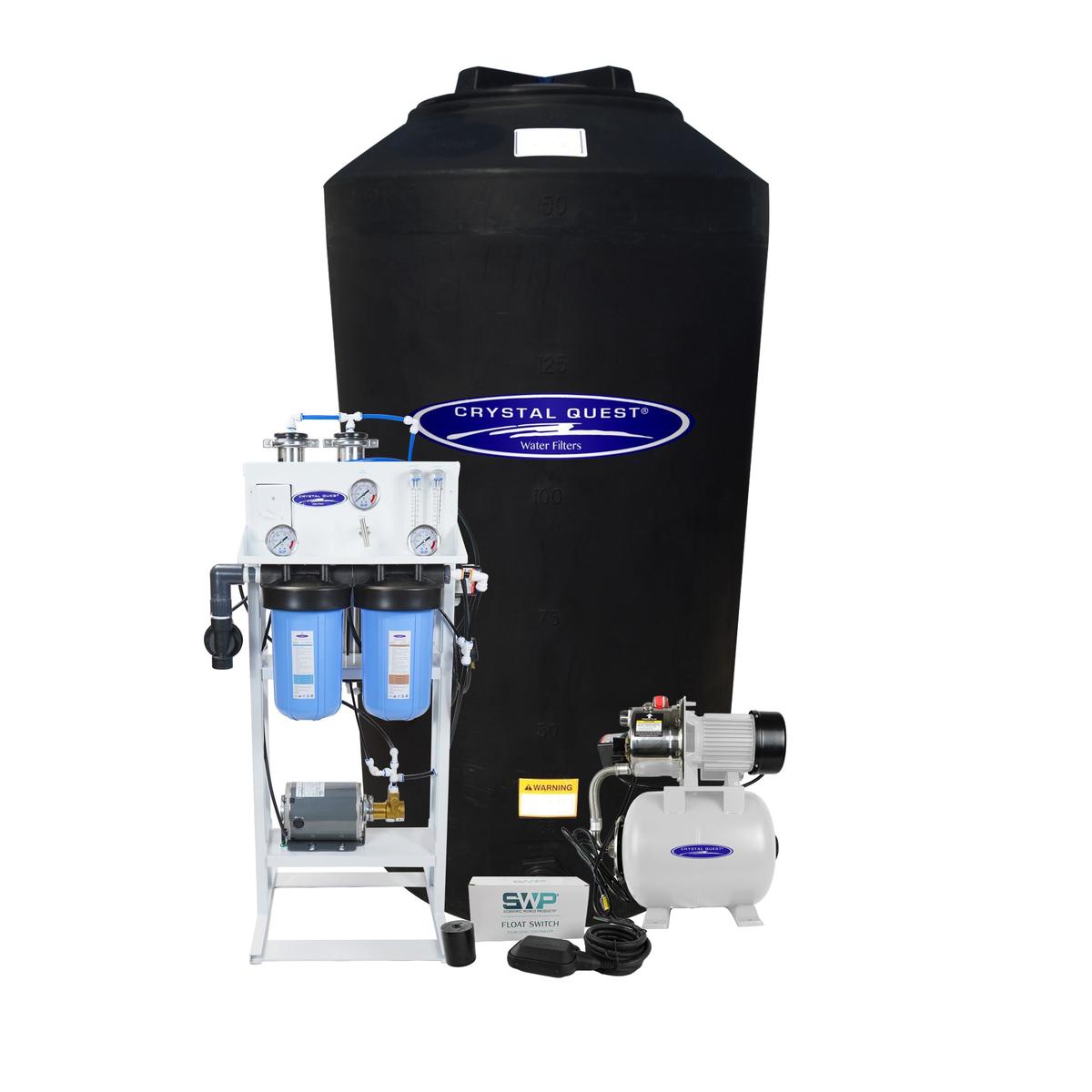 Crystal Quest Whole House Reverse Osmosis System 500 GPD RO Pump and 165 Gallon Storage Tank