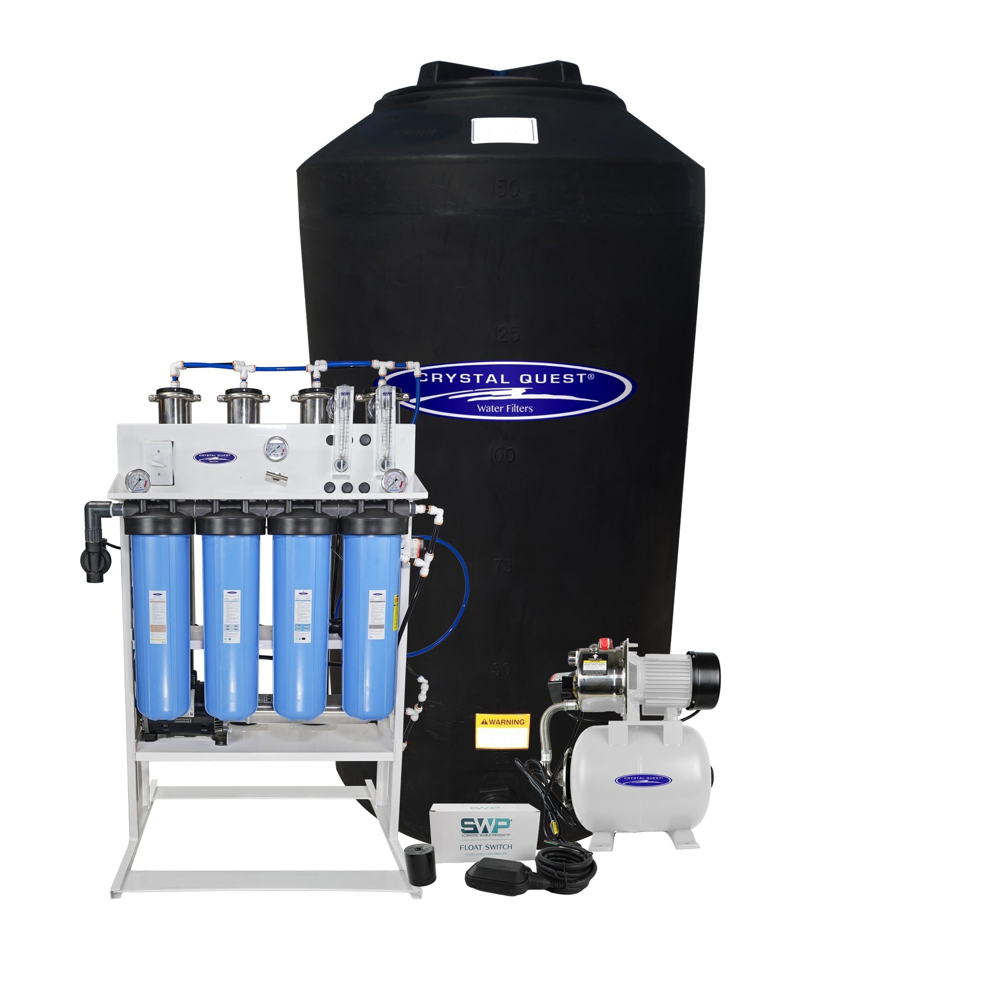 Crystal Quest Whole House Reverse Osmosis System 7000 GPD RO Pump and 165 Gallon Storage Tank