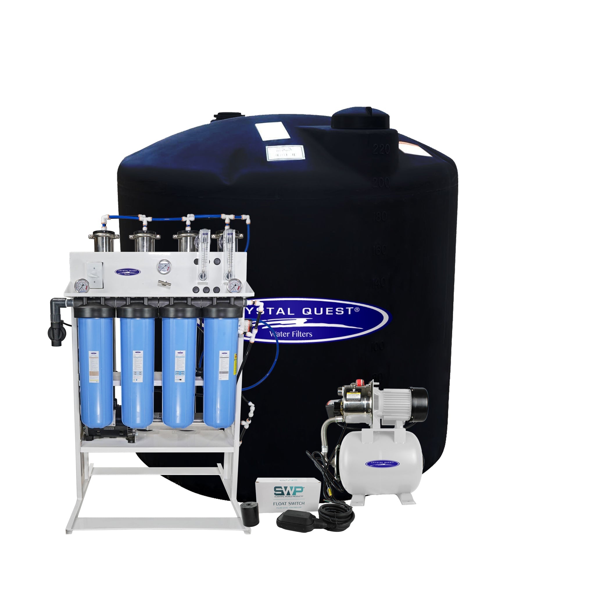 Crystal Quest Whole House Reverse Osmosis System 7000 GPD RO Pump and 220 Gallon Storage Tank