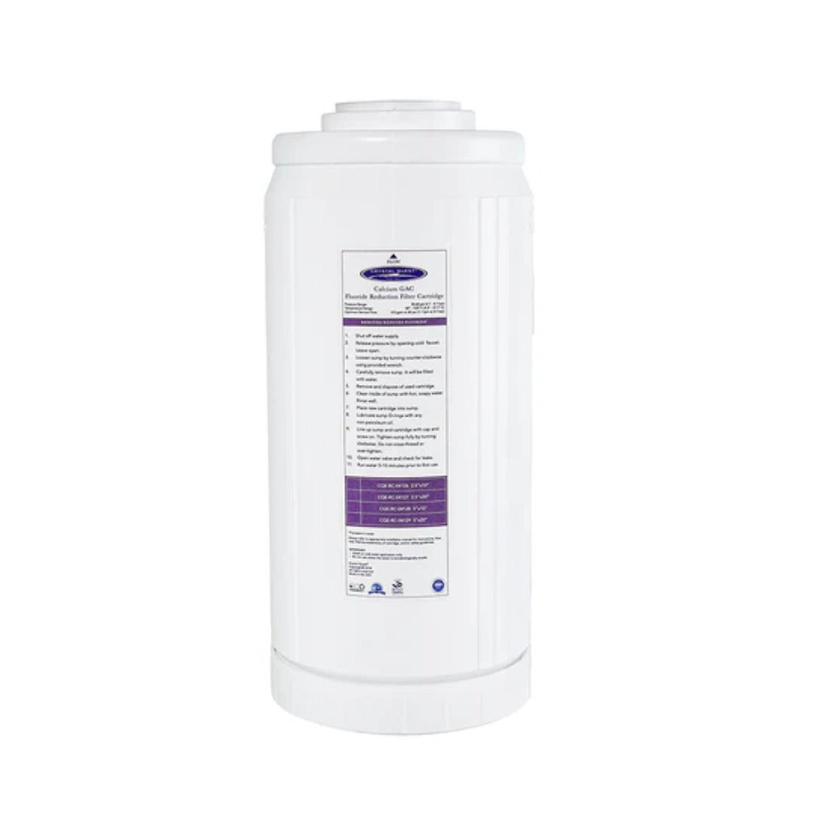 Crystal Quest Calcium GAC Fluoride Reduction Filter Cartridge 4-5/8" x 9-3/4" Shown