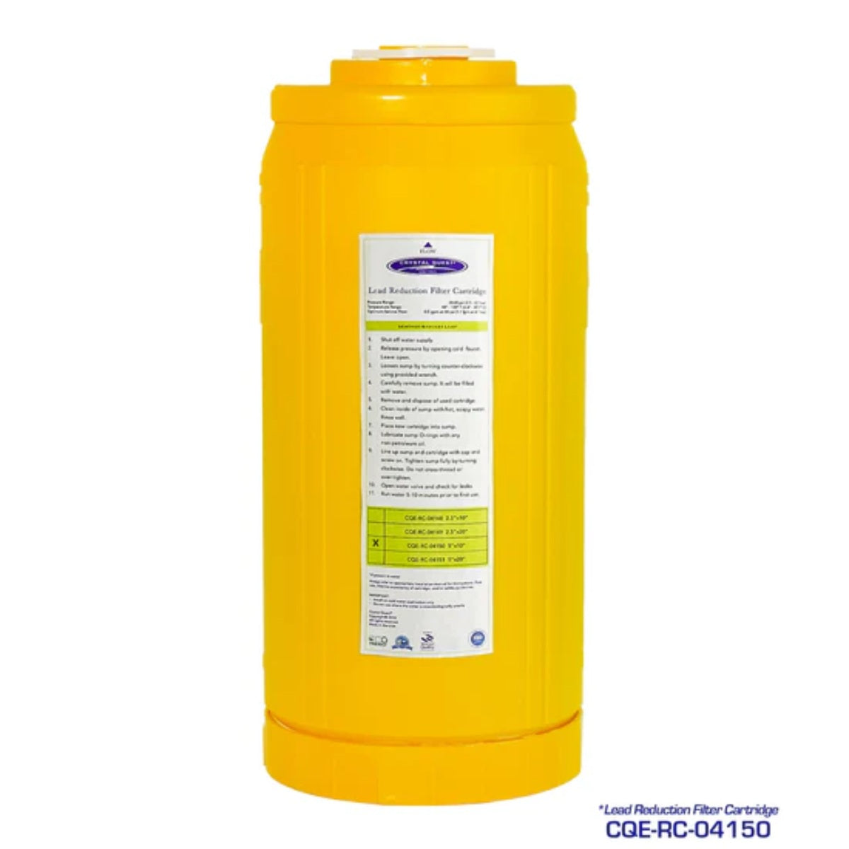 Crystal Quest Lead Filter Cartridge 4-5/8" x 9-3/4" Shown
