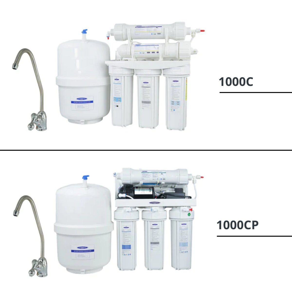 Crystal Quest RO Under Sink Water Filter – 1000C & 1000CP - Both RO System Shown