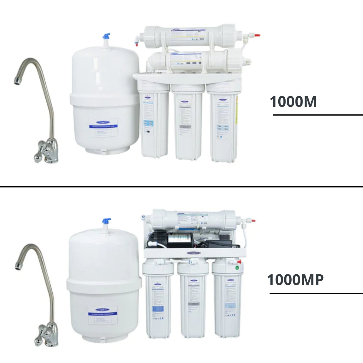 Crystal Quest RO Under Sink Water Filter – 1000M & 1000MP - Both RO System Shown