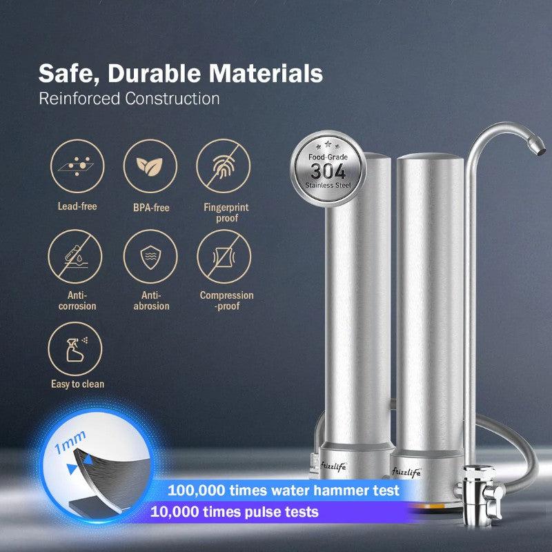 Frizzlife DS99 Countertop Water Filter System - Safe, Durable Materials