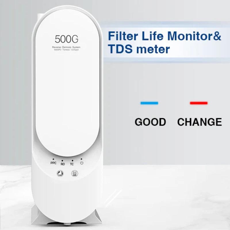 Frizzlife PX500-A 500 GPD RO System with Alkaline and Remineralization - Filter Life Monitor and TDS Meter