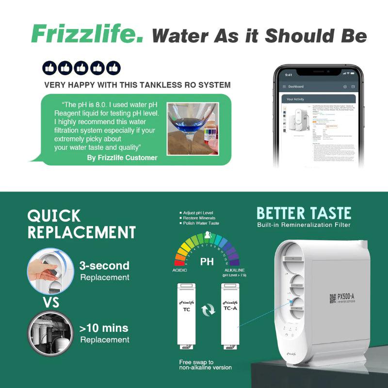Frizzlife PX500-A 500 GPD RO System with Alkaline and Remineralization - Quick Replacement