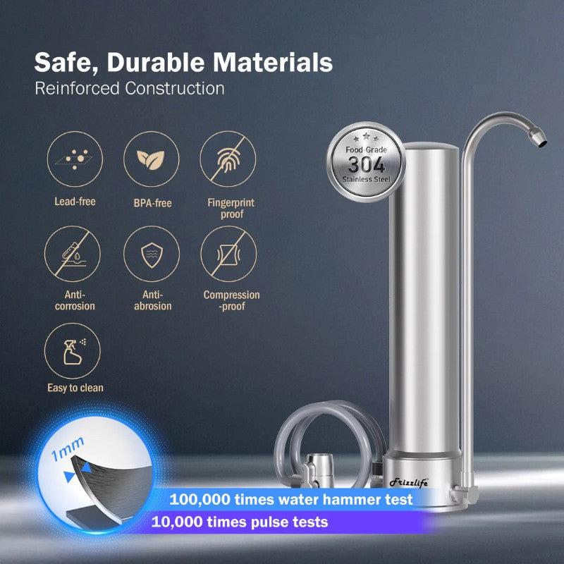 Frizzlife SS99 Countertop Water Filter System - Safe, Durable Materials