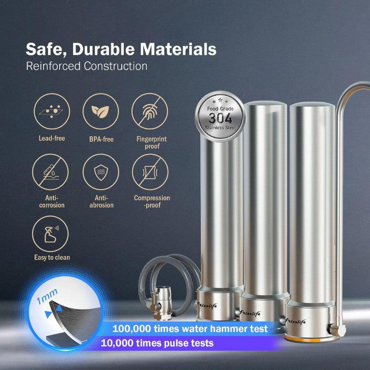 Frizzlife TS99 Countertop Water Filter System - Safe, Durable Materials