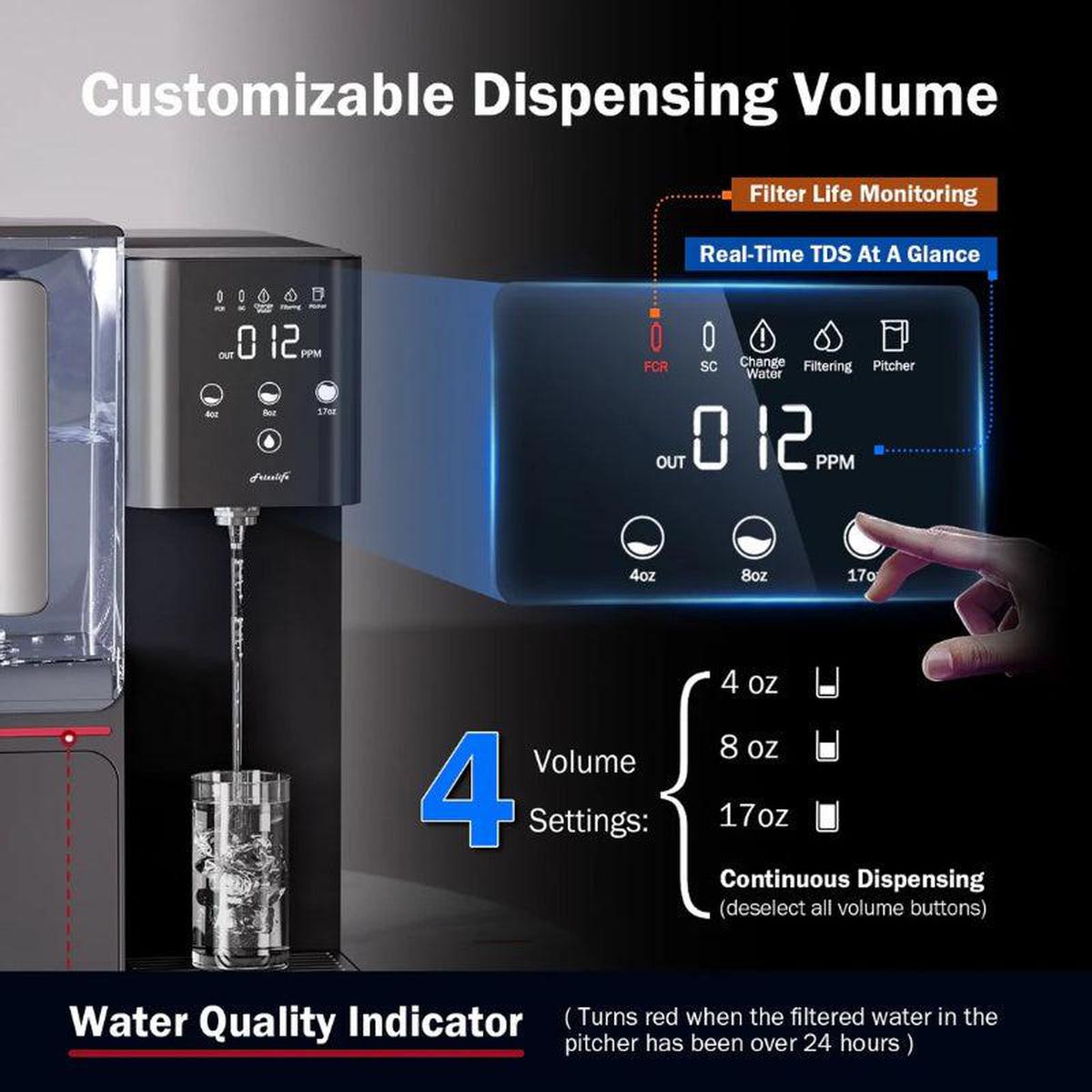 Frizzlife WB99 Countertop Reverse Osmosis System - Customizable Dispensing Volume