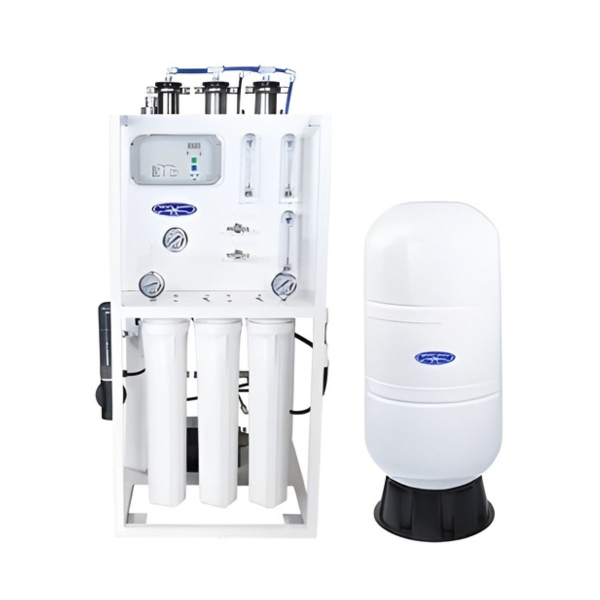 Medical Mid-Flow Reverse Osmosis System - 1000 GPD System with GAL Bladder Tank Front View